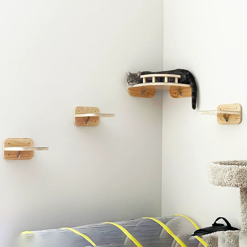 Pasos para gatos de sisal montados en pared
