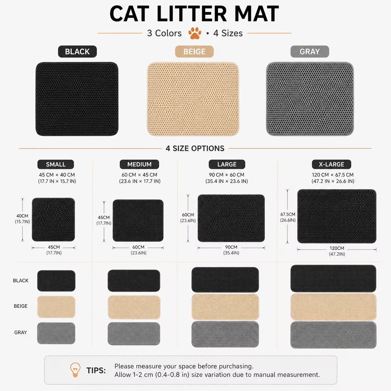Alfombrilla antideslizante para arenero de gato, EVA doble capa