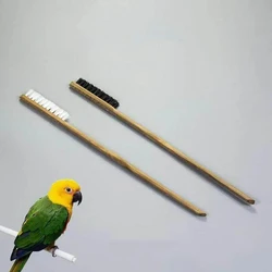 Cepillo limpiador para jaulas de loros – Mango largo de madera, juego de 2