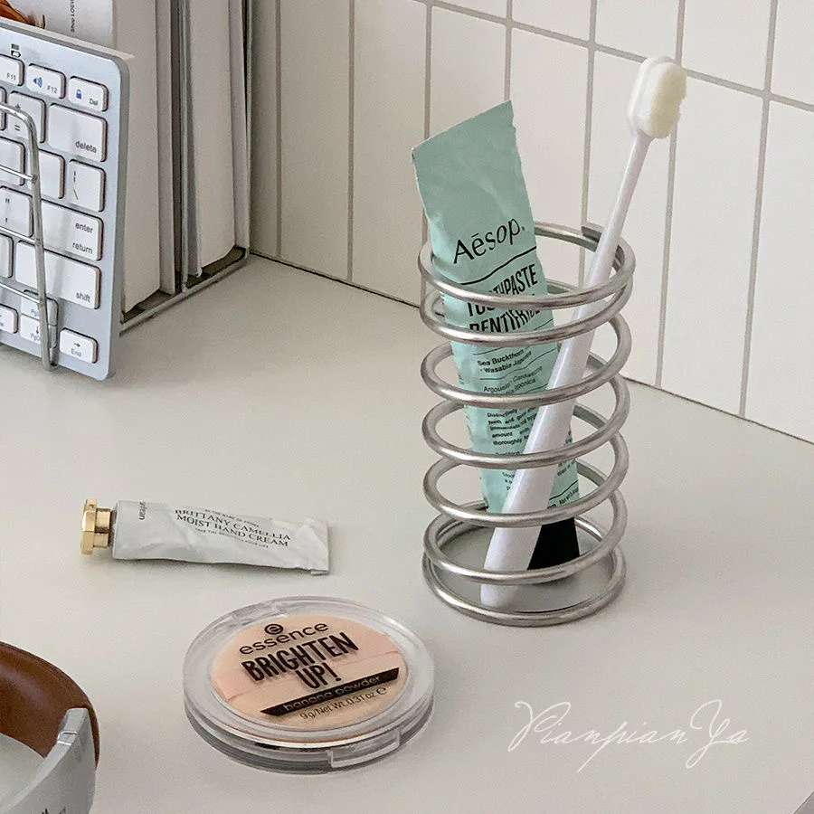 Soporte cepillos de dientes y maquillaje acero inoxidable – Estantería baño - imagen 4