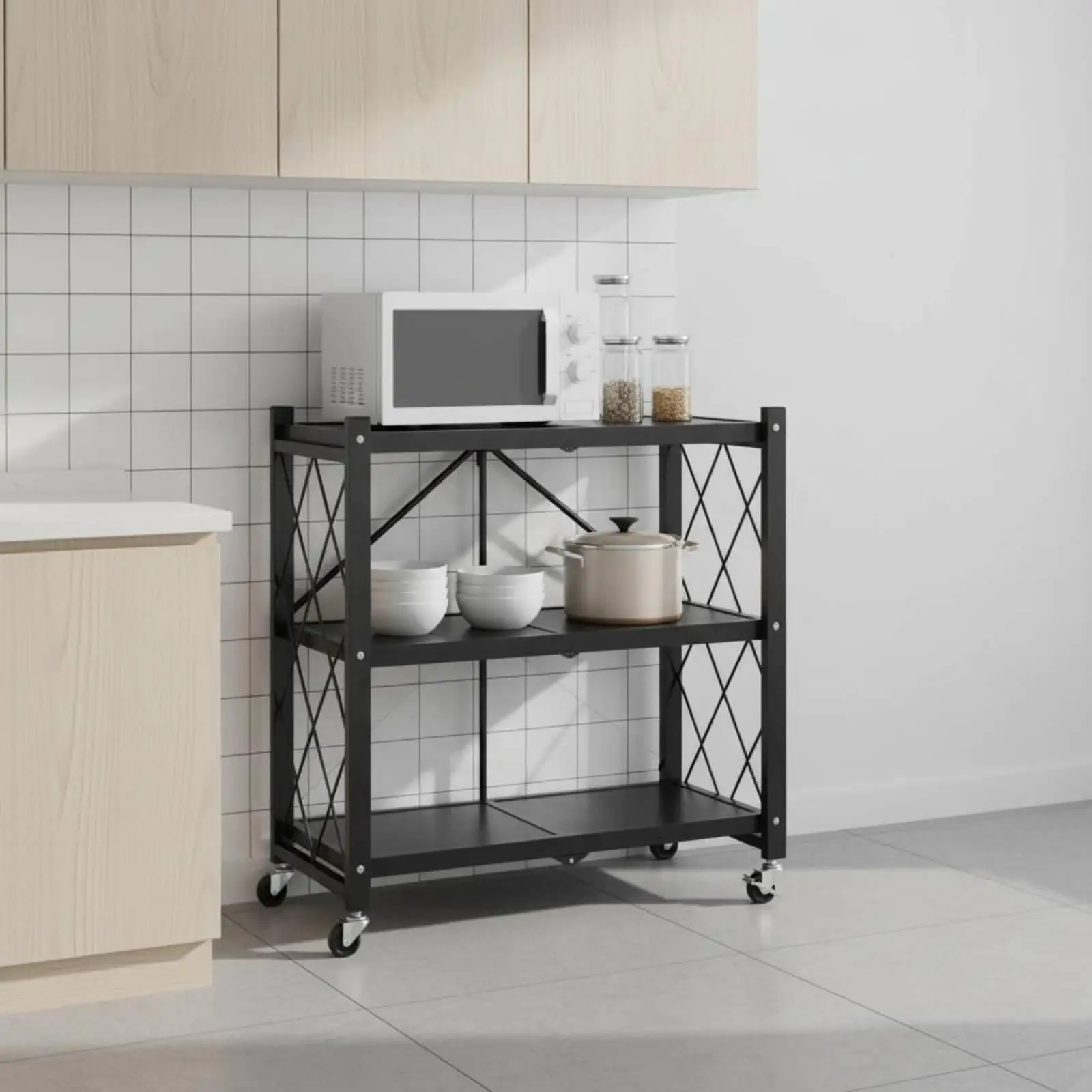 Estante Orgánico Metálico Plegable 3 Niveles – Organizador de Cocina - imagen 5