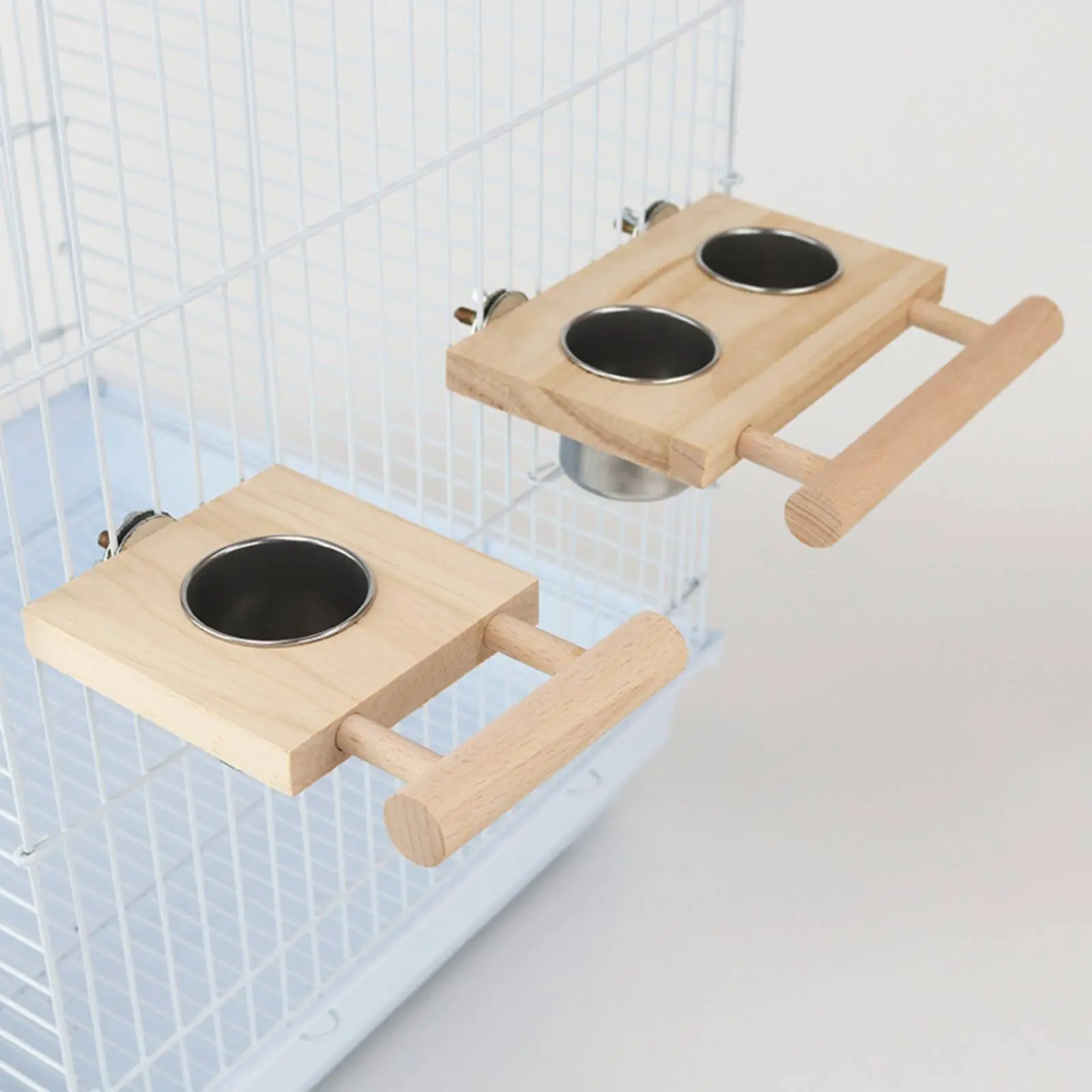 Comedero de acero inoxidable para loros, plato comida y agua - imagen 2