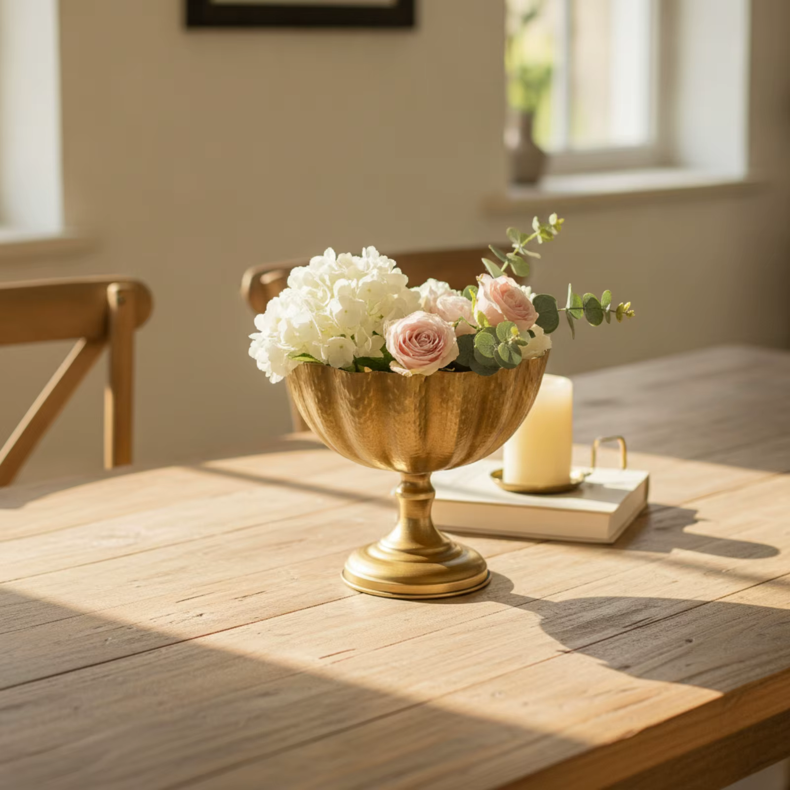 Jarrón Decorativo Dorado – Urna Elegante de Pedestal - imagen 3
