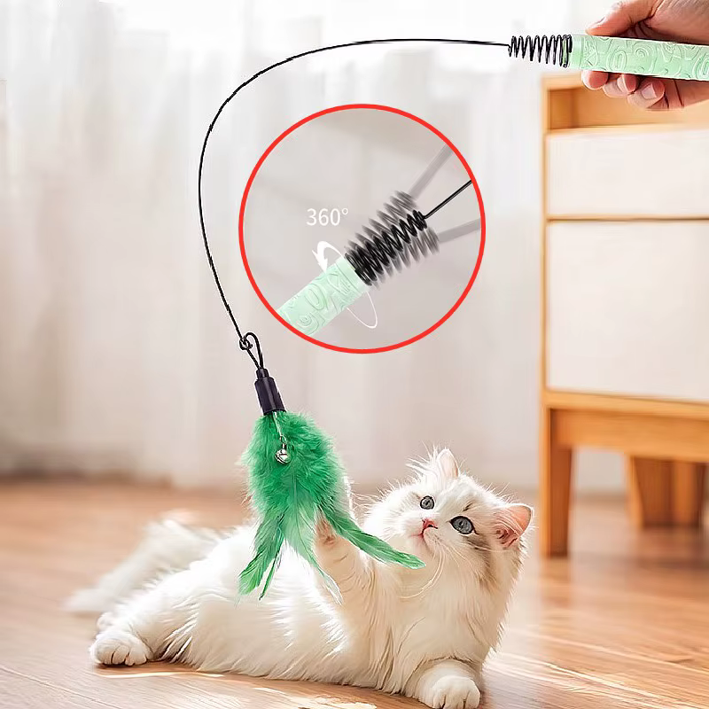 Varita interactive con plumas y campana para gatos