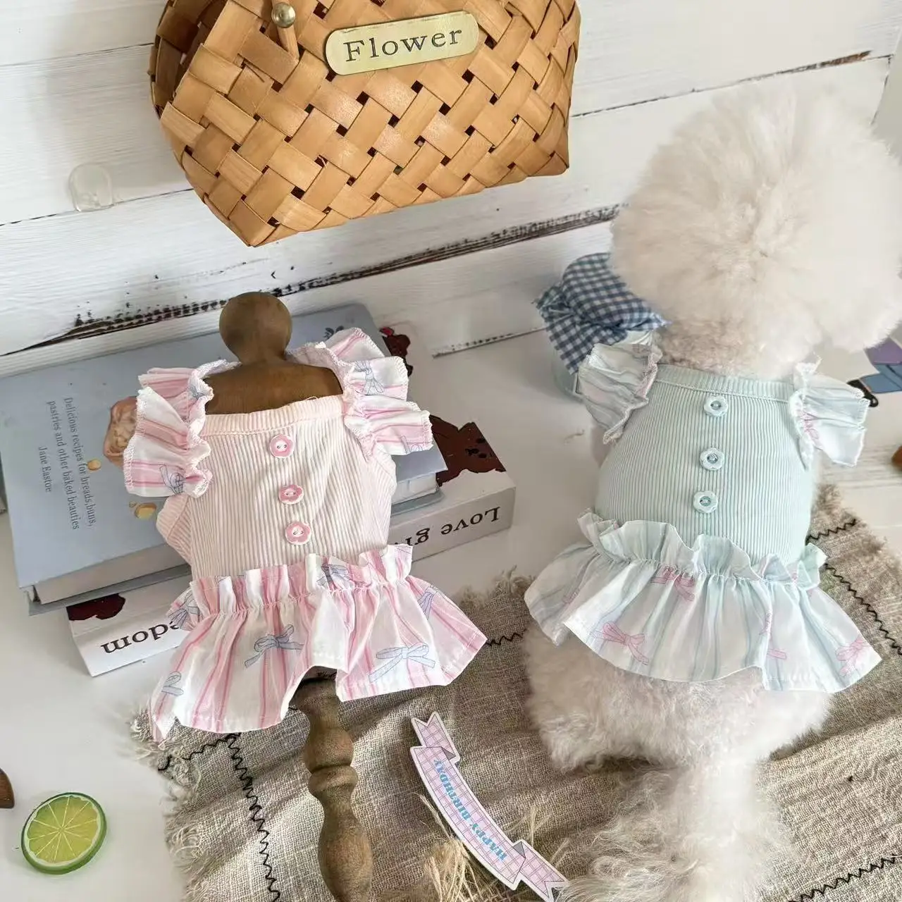 Vestido para perros visto desde atrás, detalle de la tela y el ajuste en la espalda