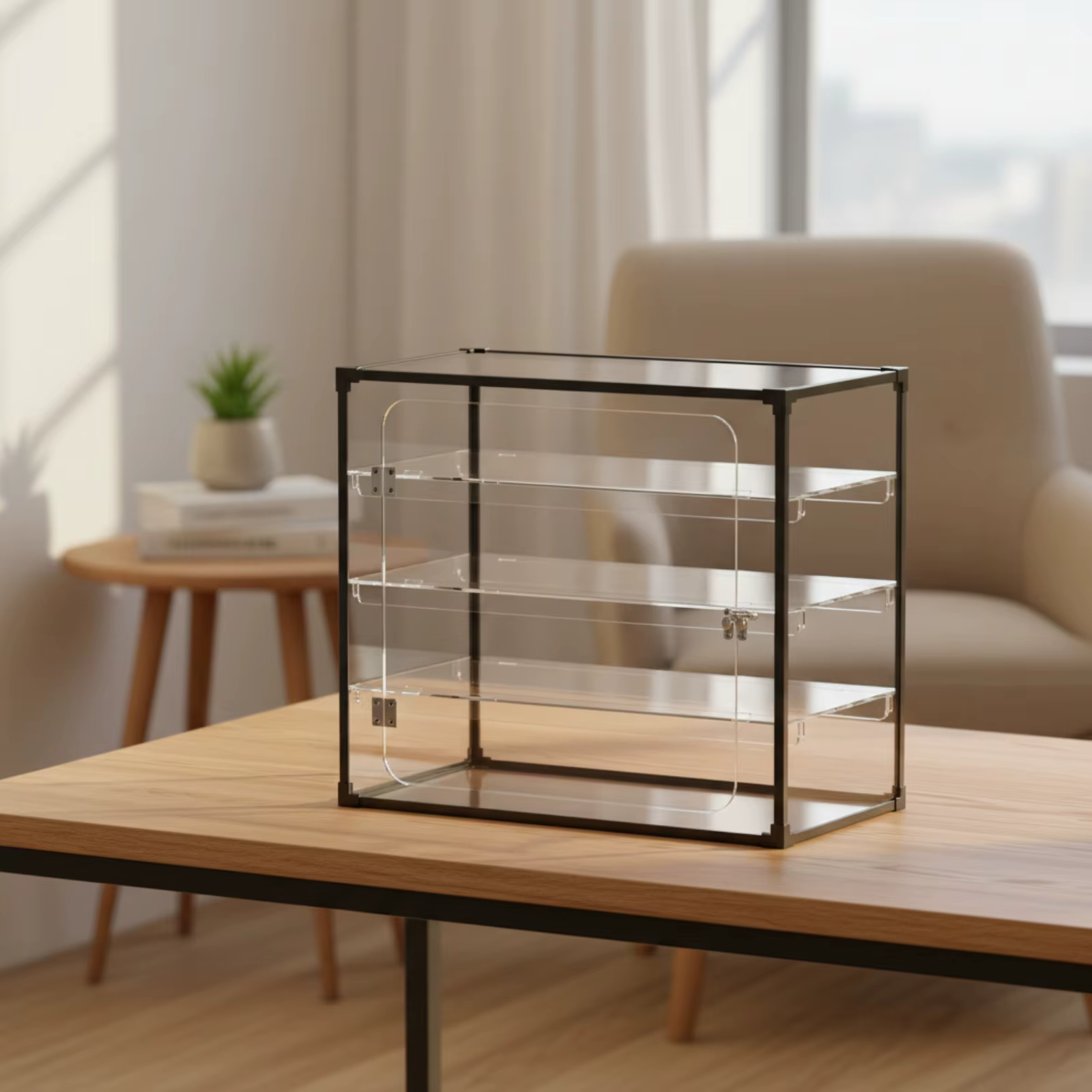 Vitrina antipolvo para teclado con estantes y puertas transparentes - imagen 3