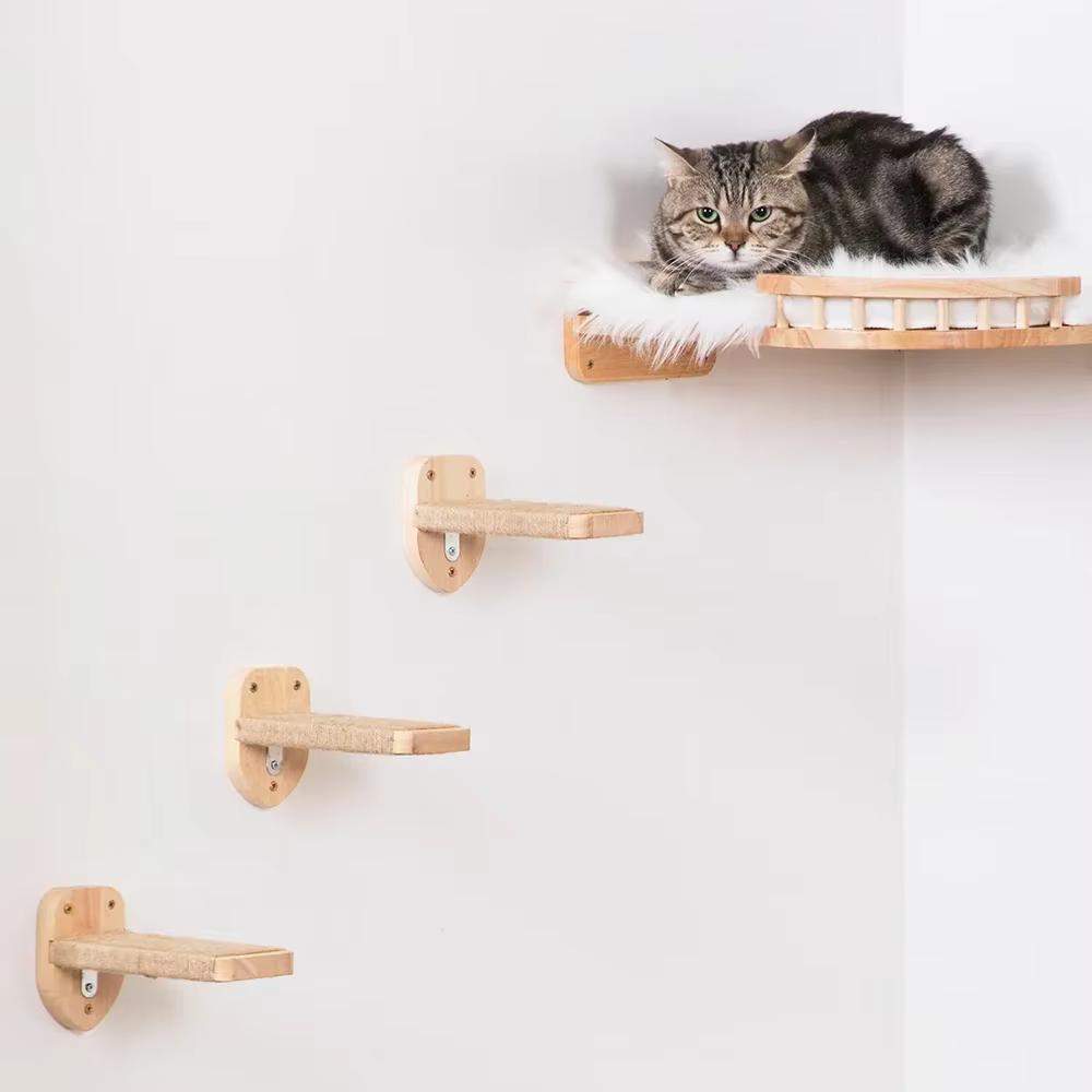 Escalera de madera para gatos vista frontal