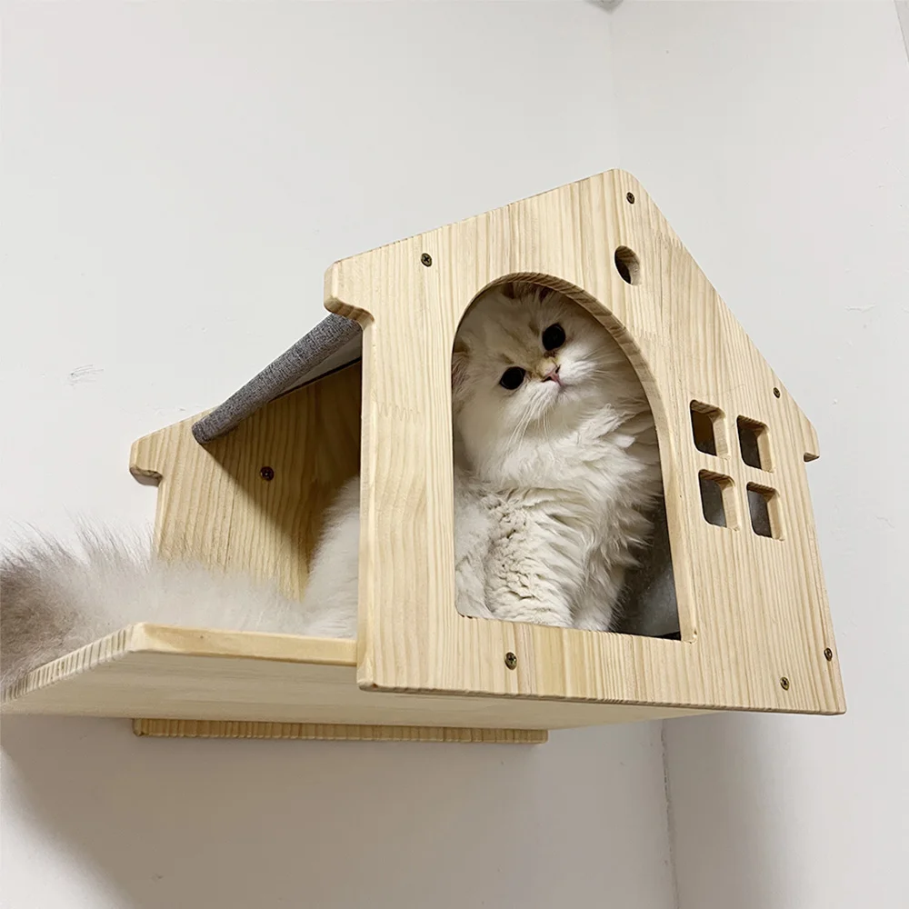Torre de escalada en pared y árbol para gatos con hamaca felpa - imagen 2