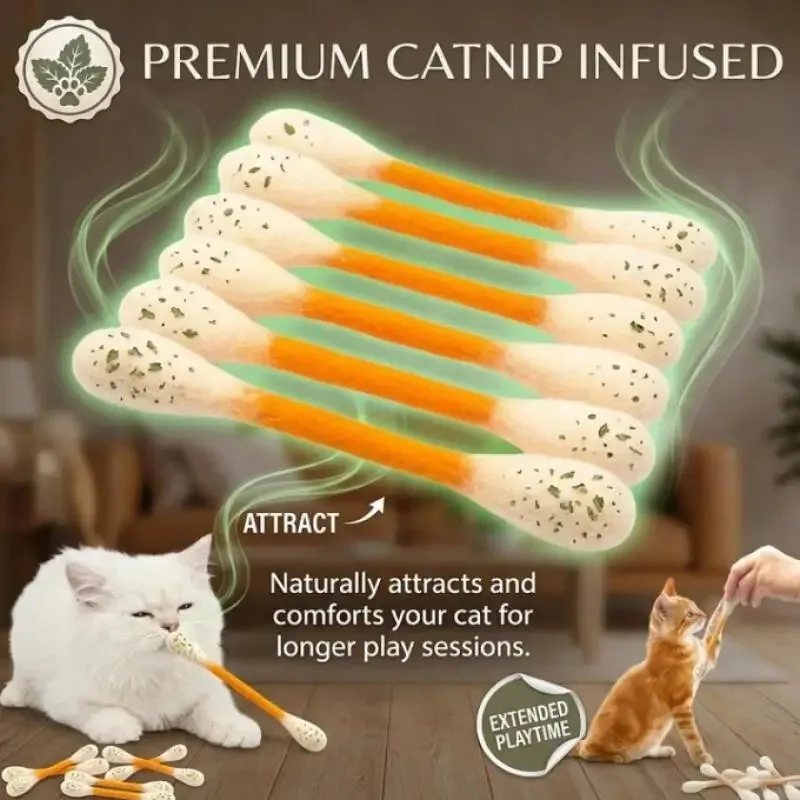 Juguete de catnip con hisopo de algodón grande para gatitos – ayuda a masticar - imagen 3