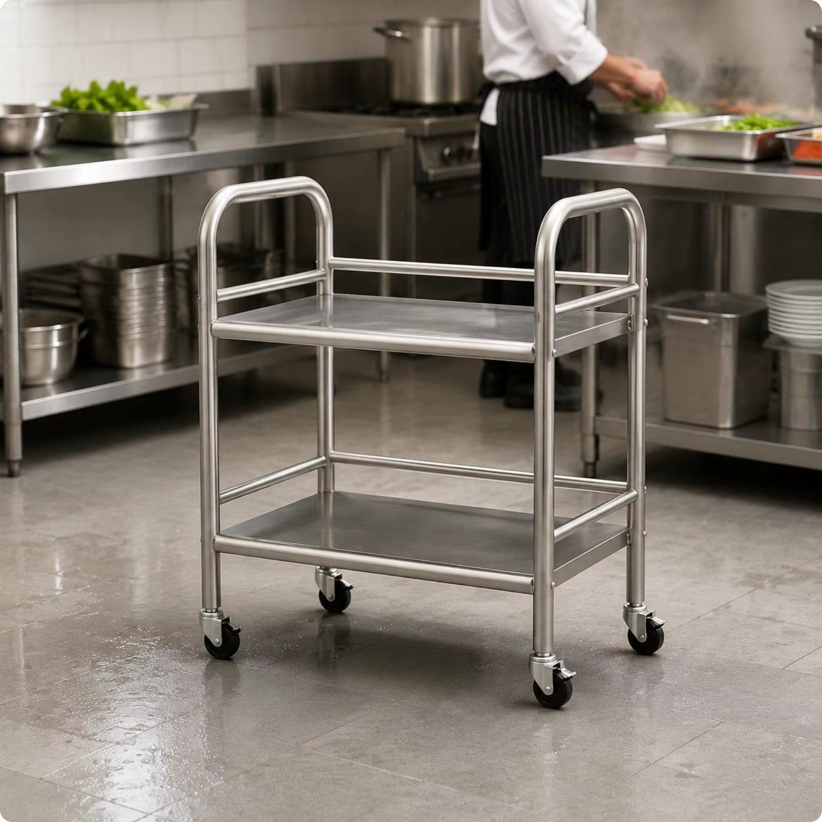 Carrito cocina acero inoxidable, móvil y resistente para lavaderos - imagen 4