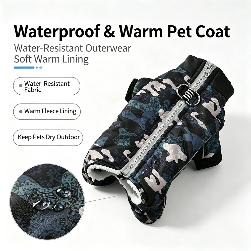 Chaqueta camuflaje impermeable invierno bulldog francés perros pequeños medianos - imagen 3