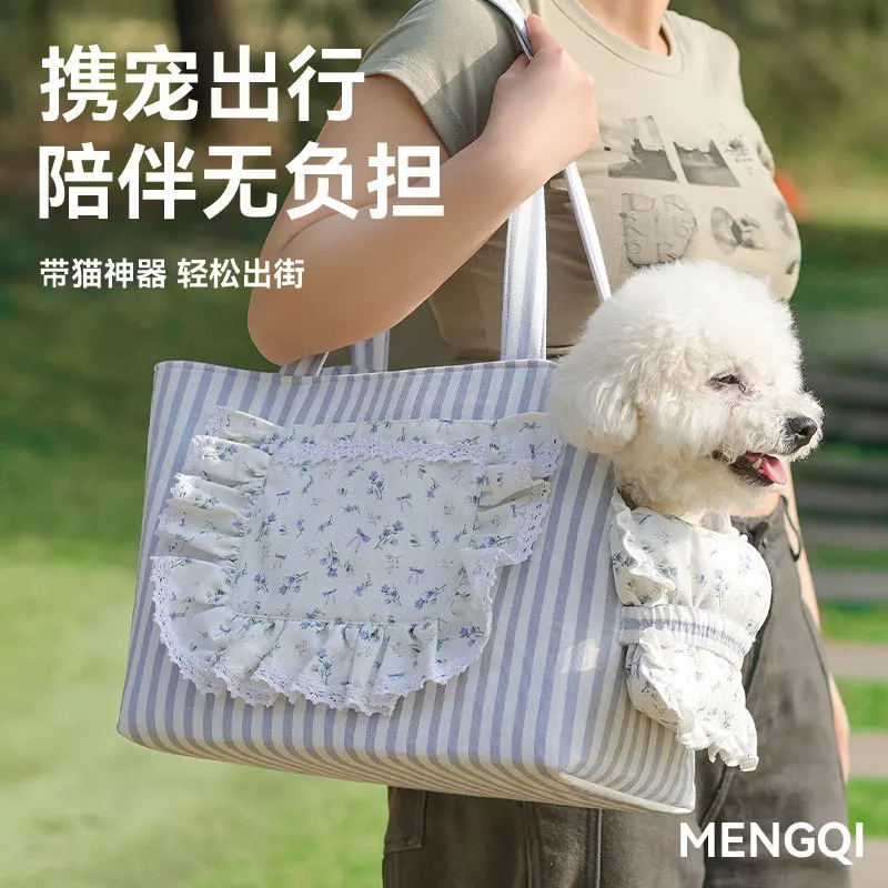 Bolsa de transporte bandolera rayas para gatos y perros pequeños - imagen 2