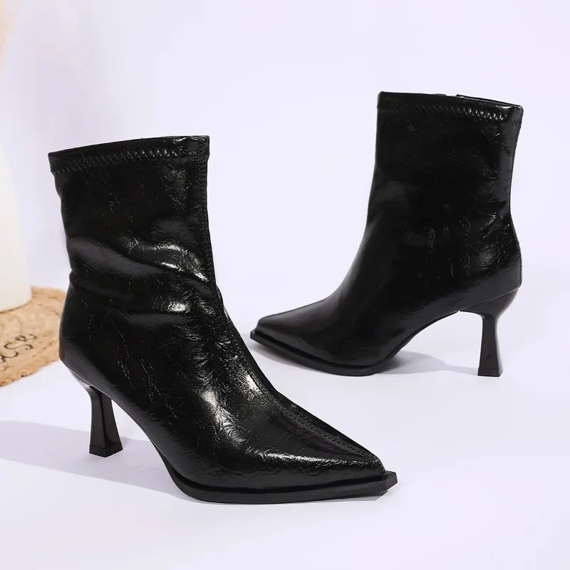 Botines Punta en Pico con Tacón Delgado para Mujer – Botines de Fiesta y Vestir