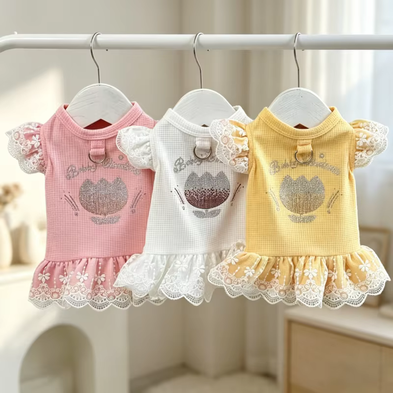 Vestido princesa para perros y gatos – Falda de encaje con brillo para Bichón
