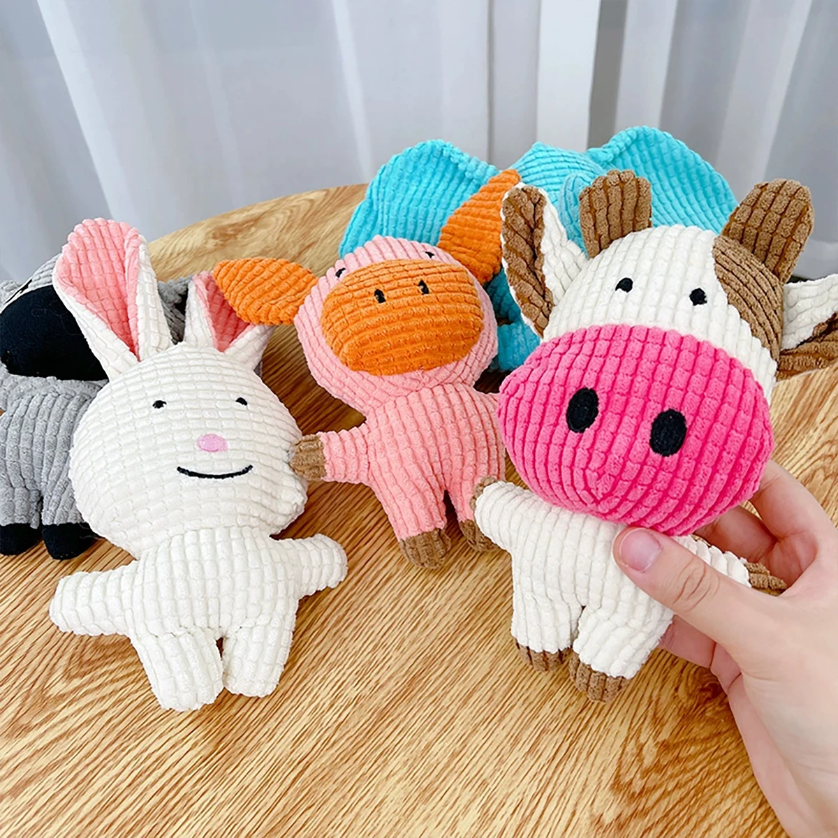 Juguete de peluche con forma de vaca resistente a mordeduras