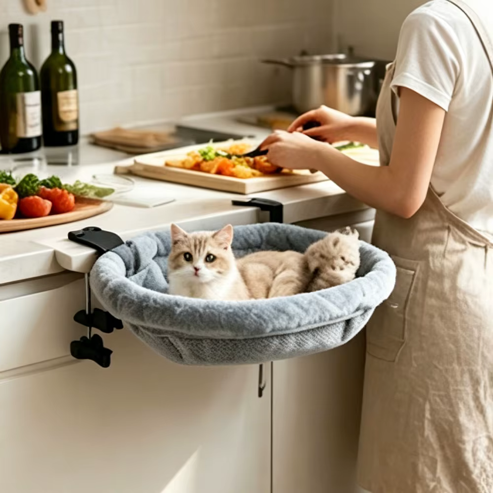 Hamaca de escritorio suave para gatos con abrazadera ajustable - imagen 4
