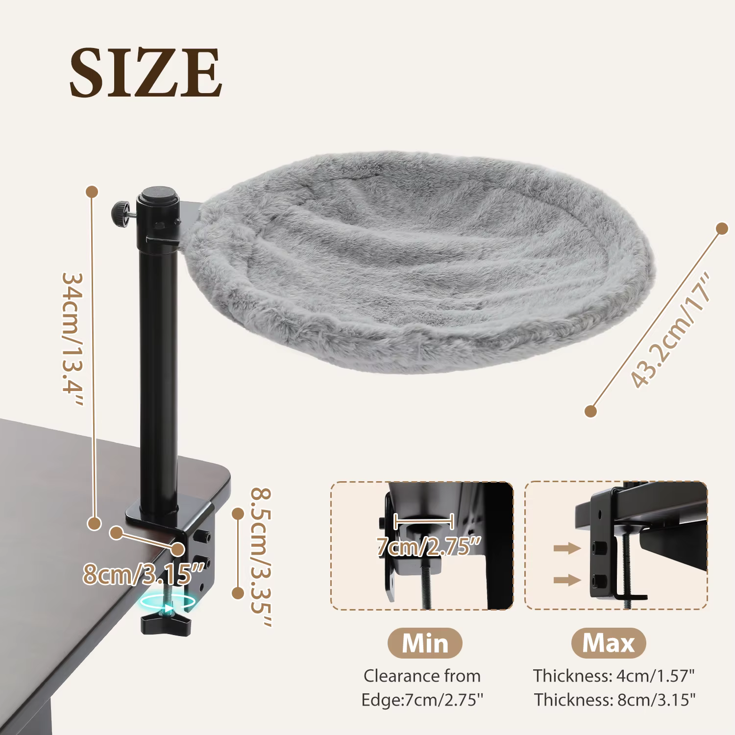 Cama de escritorio para gatos con hamaca giratoria