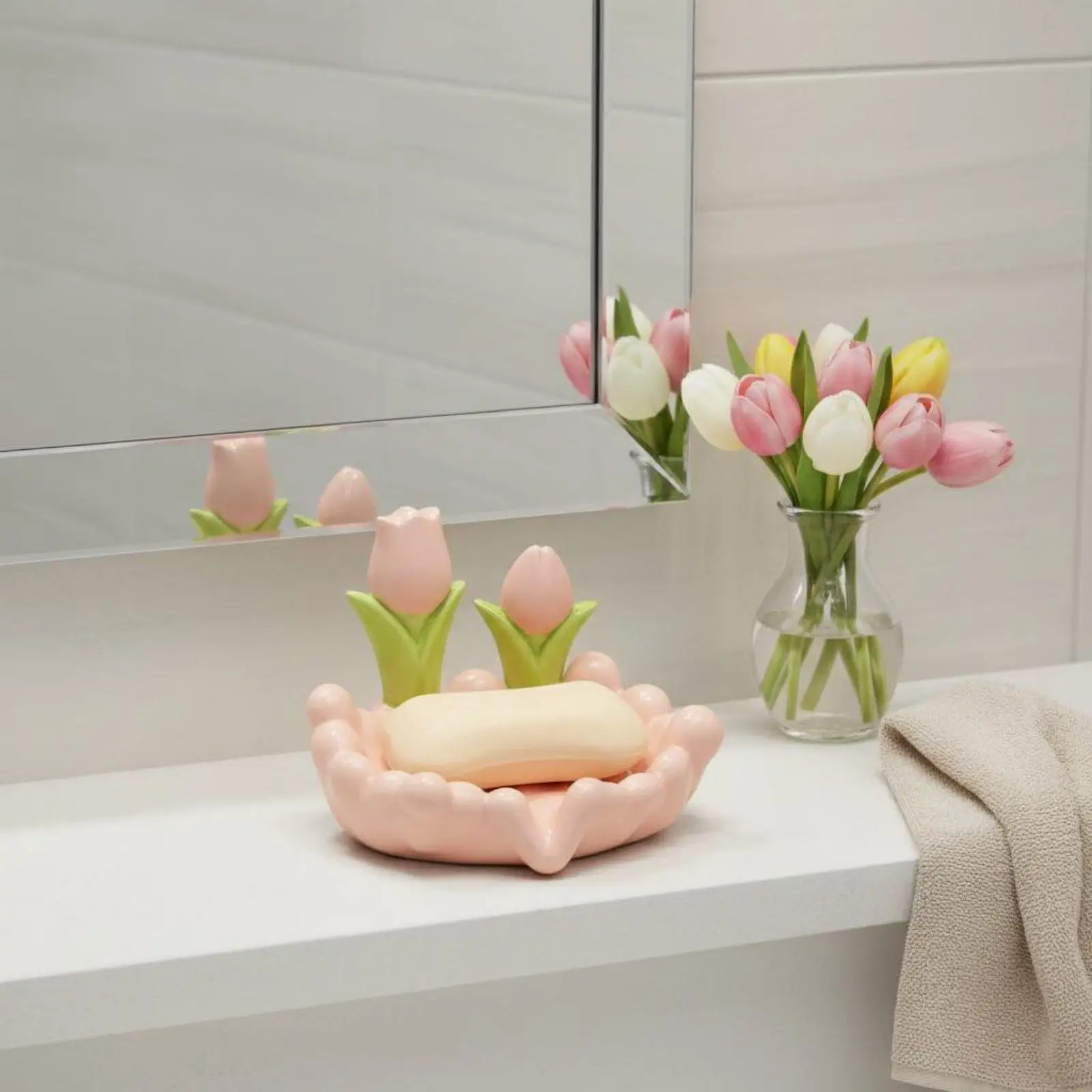 Jabonera de Cerámica Floral para Baño y Cocina – Accesorio Fácil de Limpiar - imagen 2
