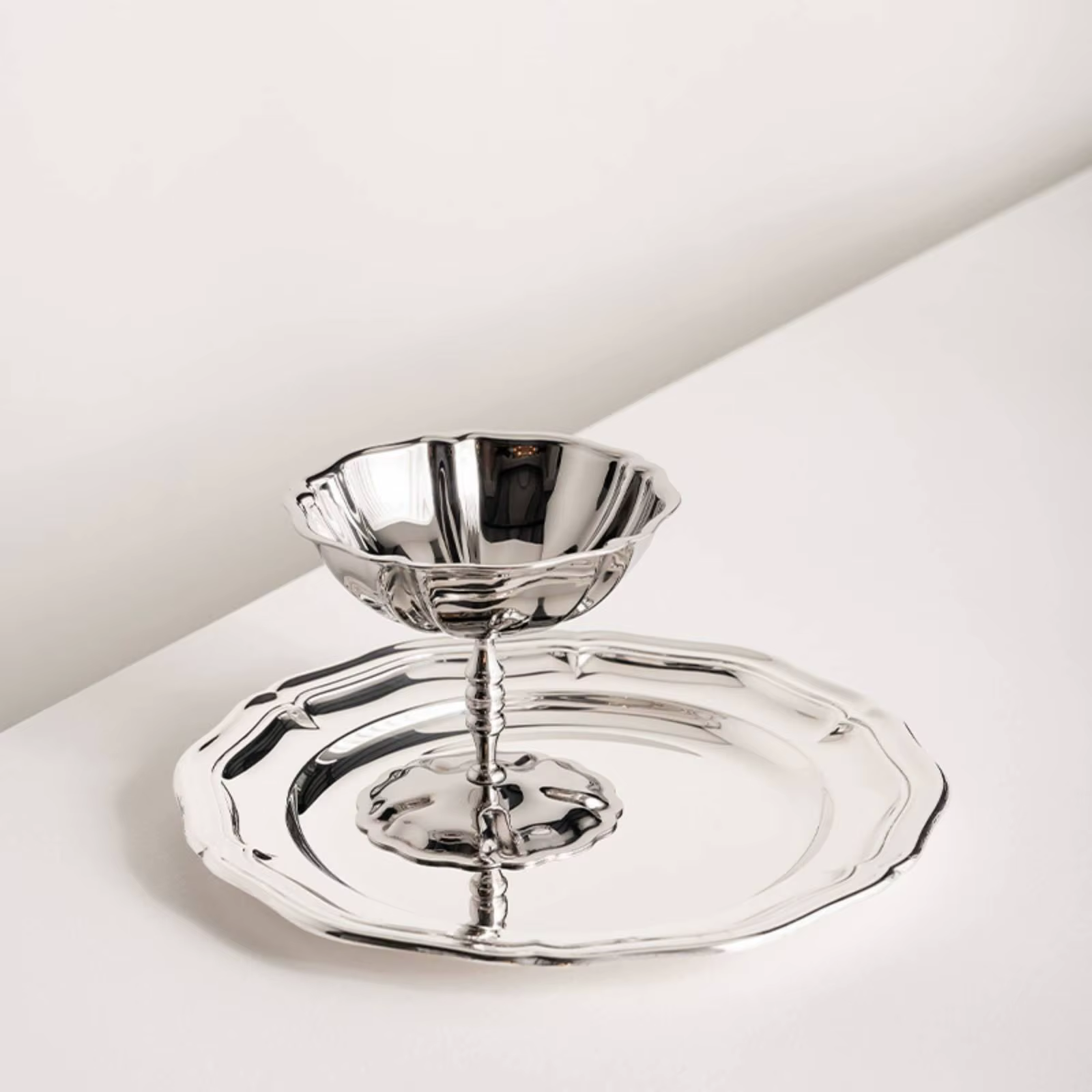 Bazofia Bowl Acero Inoxidable para Postres con Base – Mesa de Cupcakes Fiestas