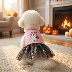 Tutú rosa Halloween para perros y gatos – Falda tul y arañas