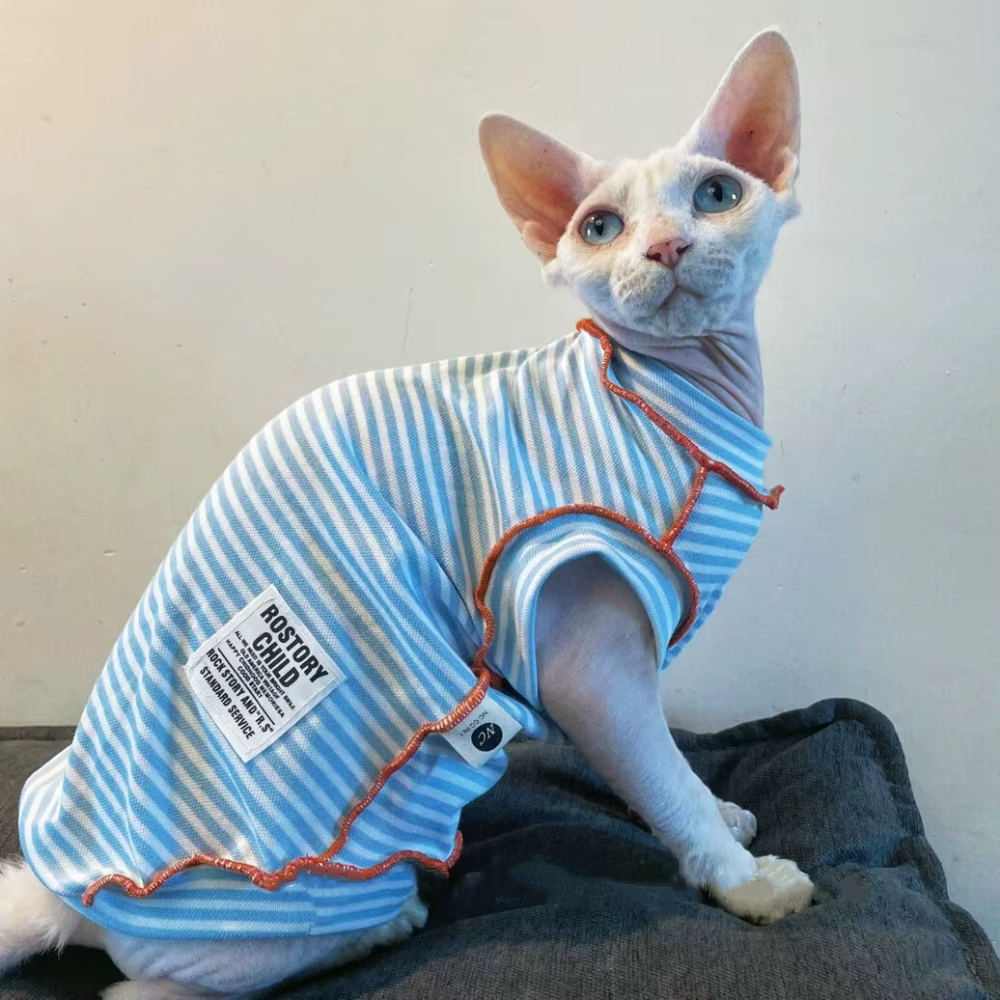 Camiseta algodón rayas para gato Sphynx sin pelo - imagen 3