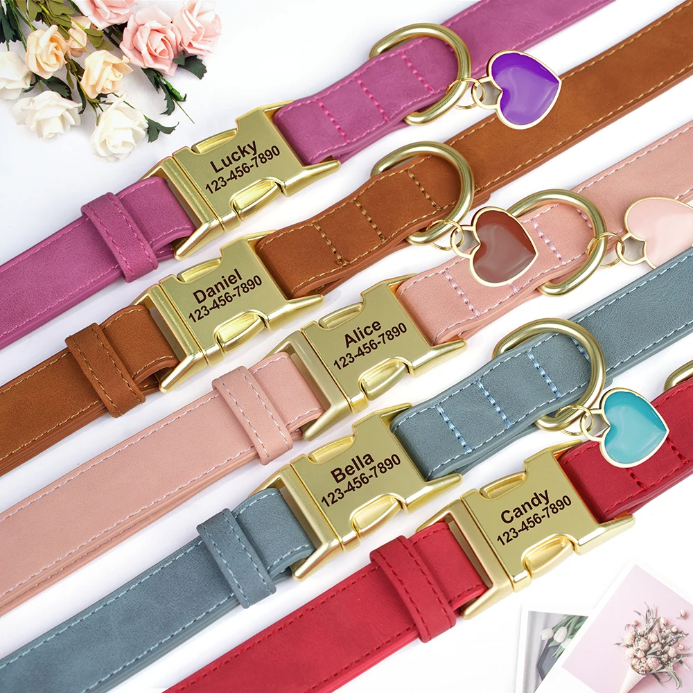 Collar de perro personalizado con colgante corazón y nombre grabado - imagen 4