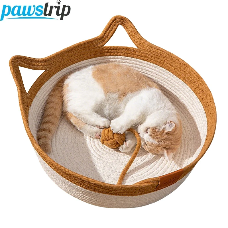 Cama de verano redonda mimbre transpirable para gatos - imagen 5