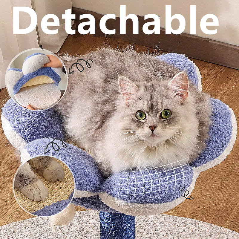 Árbol rascador desmontable para gatos con casa y sisal - imagen 2
