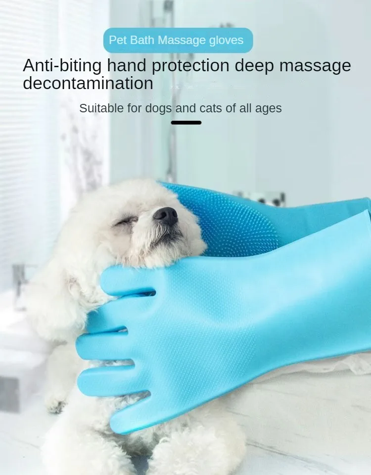 Guantes de silicona para baño de mascotas