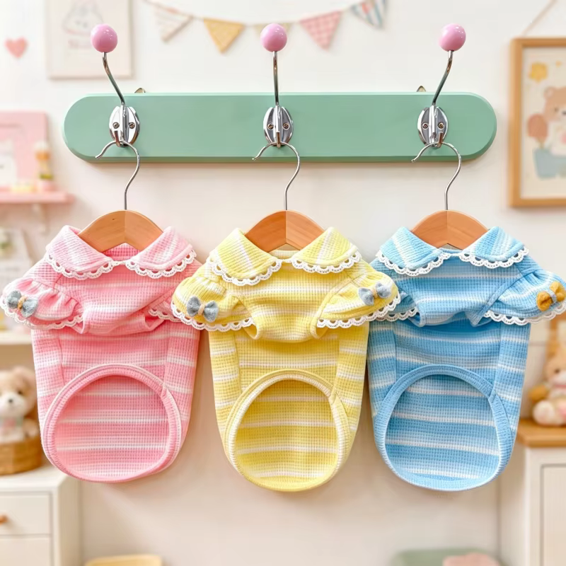 Camiseta de malla de verano para perros pequeños y gatos con lazo - imagen 3