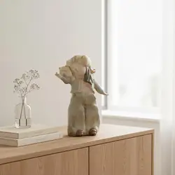 Figura decorativa de cerámica y resina a mano, efecto piedra