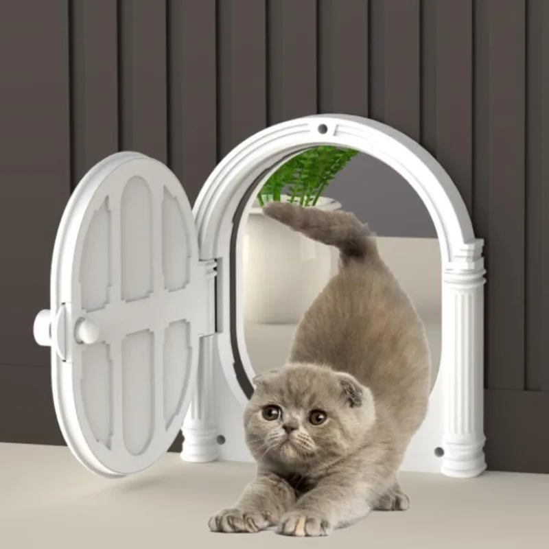 Puerta interior portátil para gatos en marco