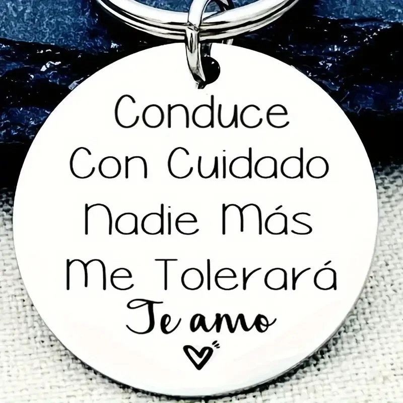 Llavero acero inoxidable con letras grabadas para conducción segura - imagen 2