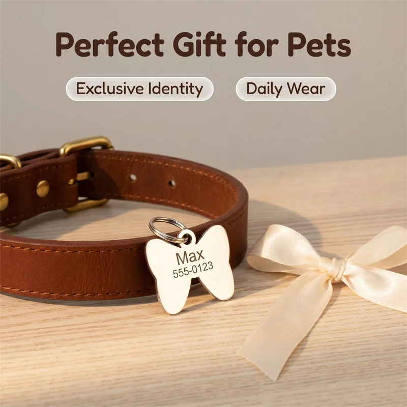 Placa de identificación personalizada para perro y gato con lazo - imagen 3