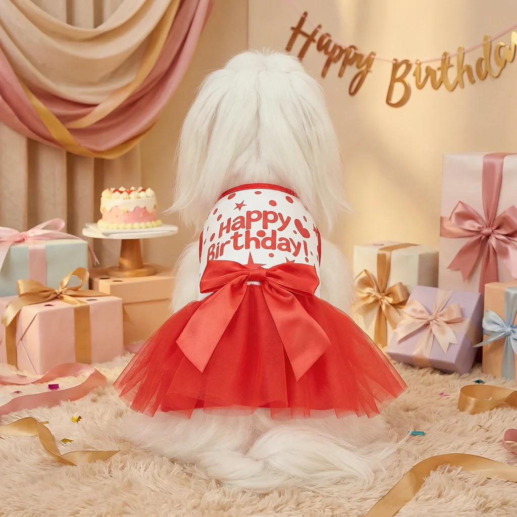 Vestido de lunares rojos y blancos para perros