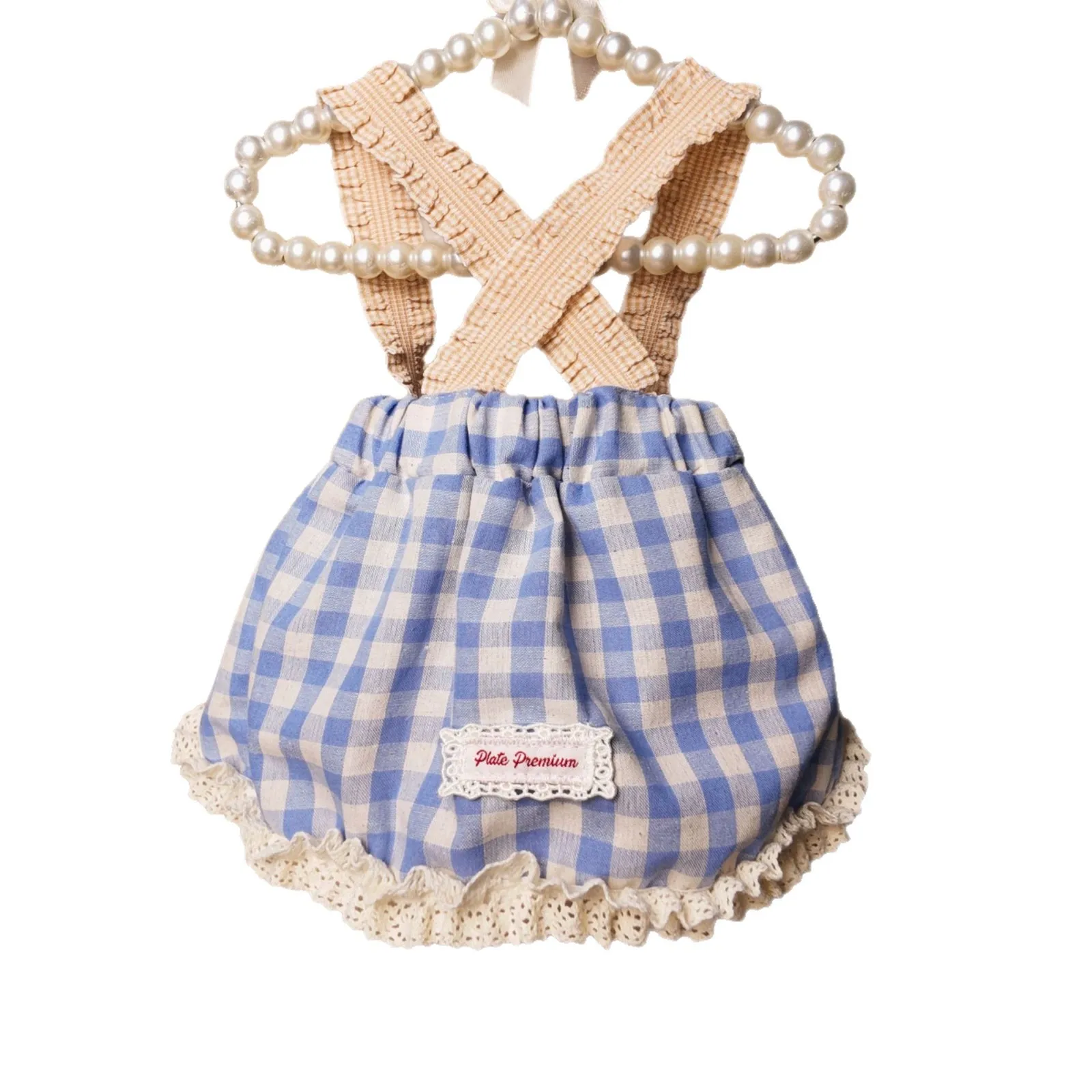 Vestido a cuadros con falda de calabaza para perros pequeños - imagen 3