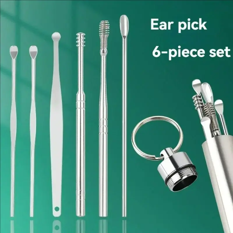 Kit limpiador oídos perro gato 6 piezas acero inoxidable
