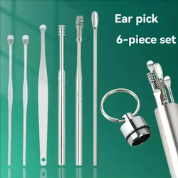 Kit limpiador oídos perro gato 6 piezas acero inoxidable