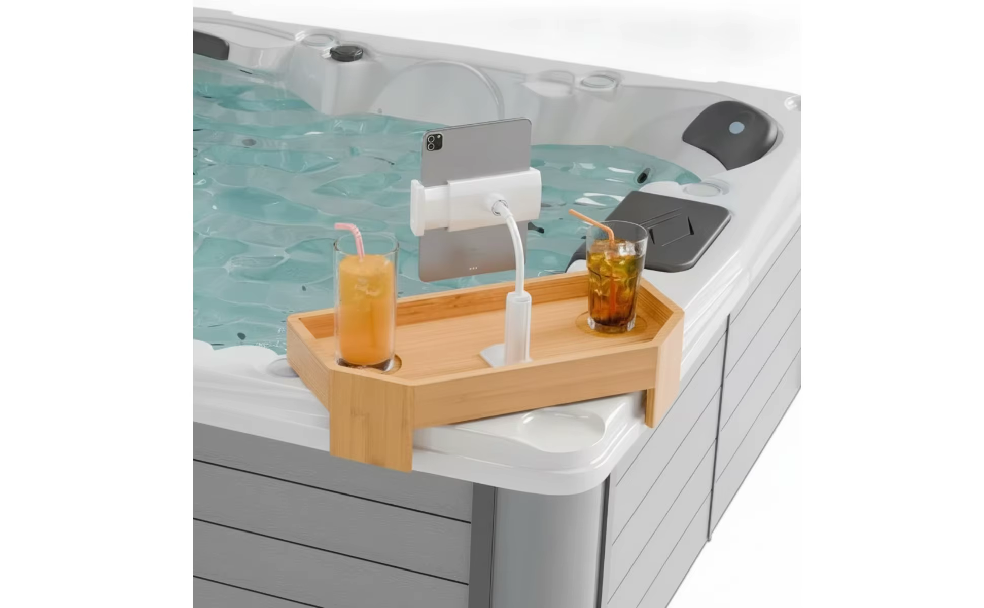 Bandeja para bañera de madera natural con patas ajustables