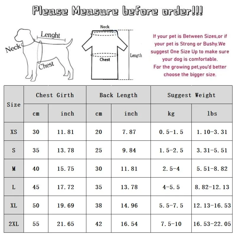 Guía de tallas para ropa de cuatro patas