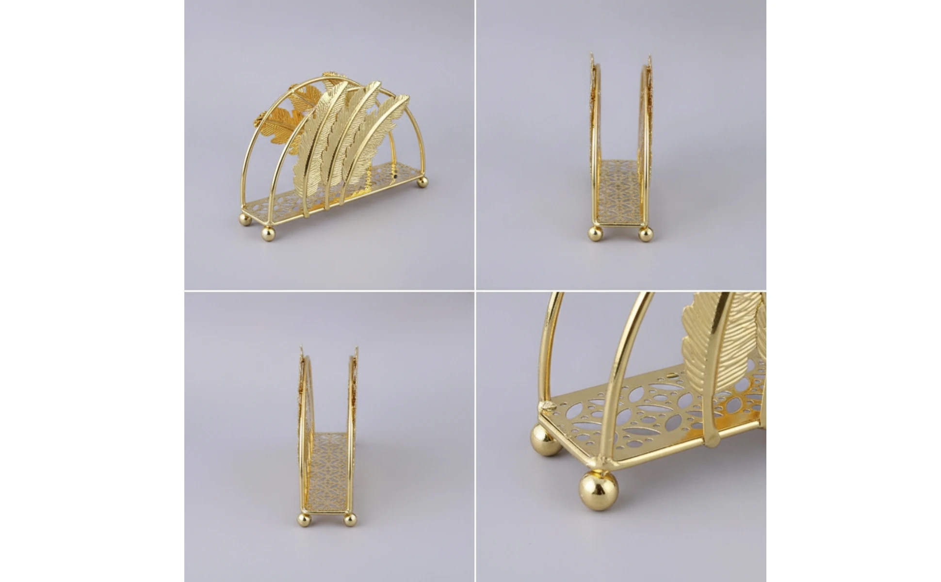 Porta servilletas dorado con paneles decorativos