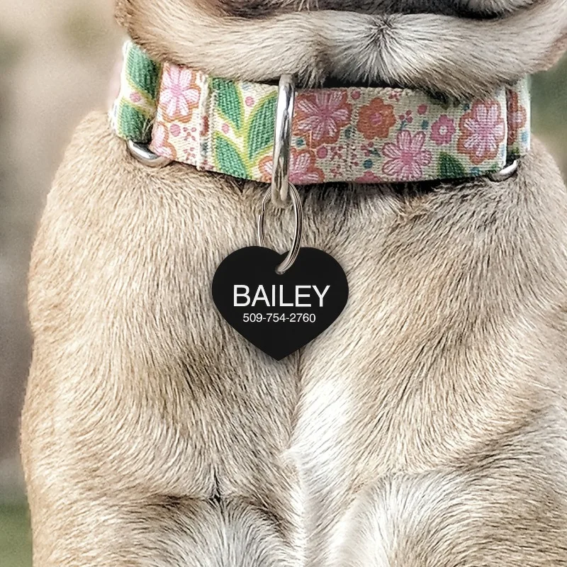 Placa personalizada para perro o gato – Nombre con forma de corazón - imagen 5