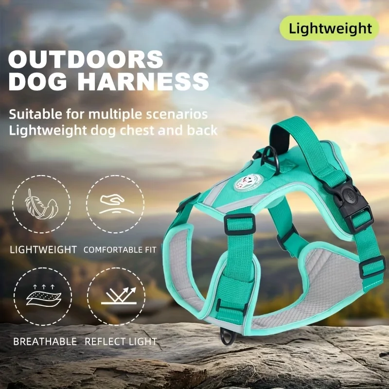 Arnés reflectante ajustable tipo chaleco para perros con asa de control