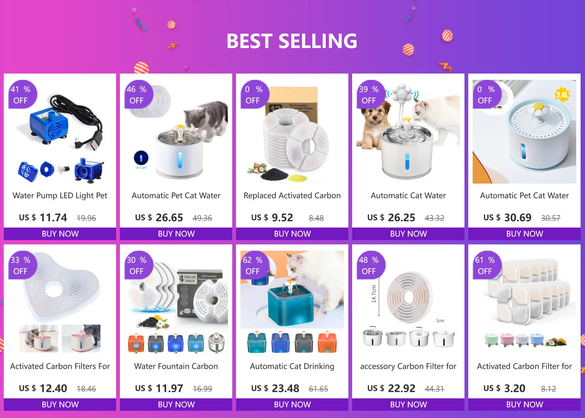 Vista frontal de la fuente de agua automática para gatos