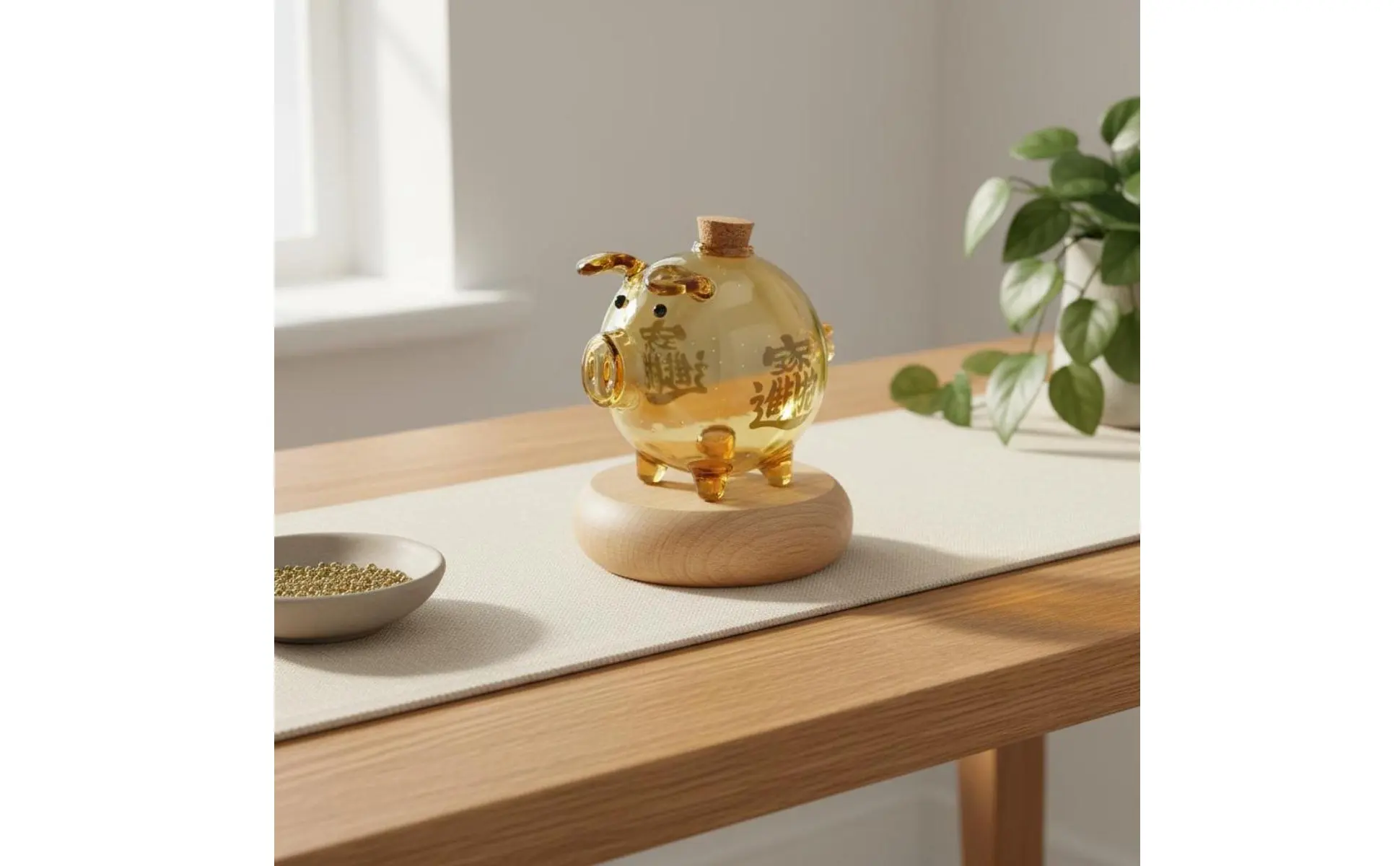 Hucha decorativa en un ambiente de hogar