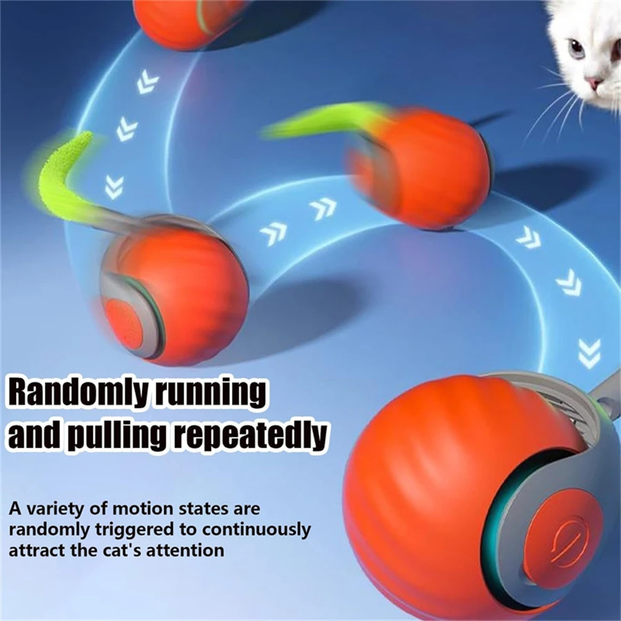 Pelota Interactiva con Cola para Gatos – Juguete Automático Recargable USB - imagen 5