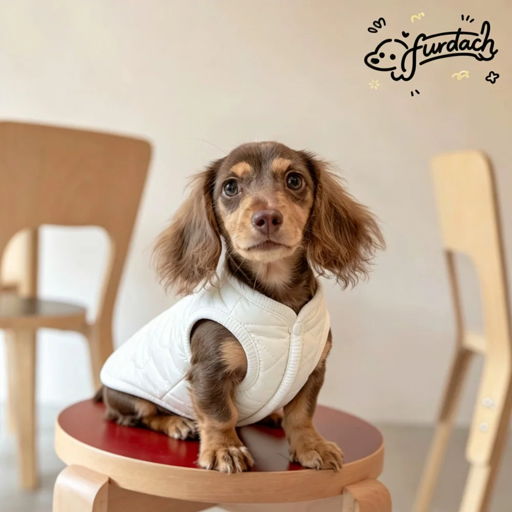 Abrigo de plumón sin mangas para perros salchicha, cálido invierno