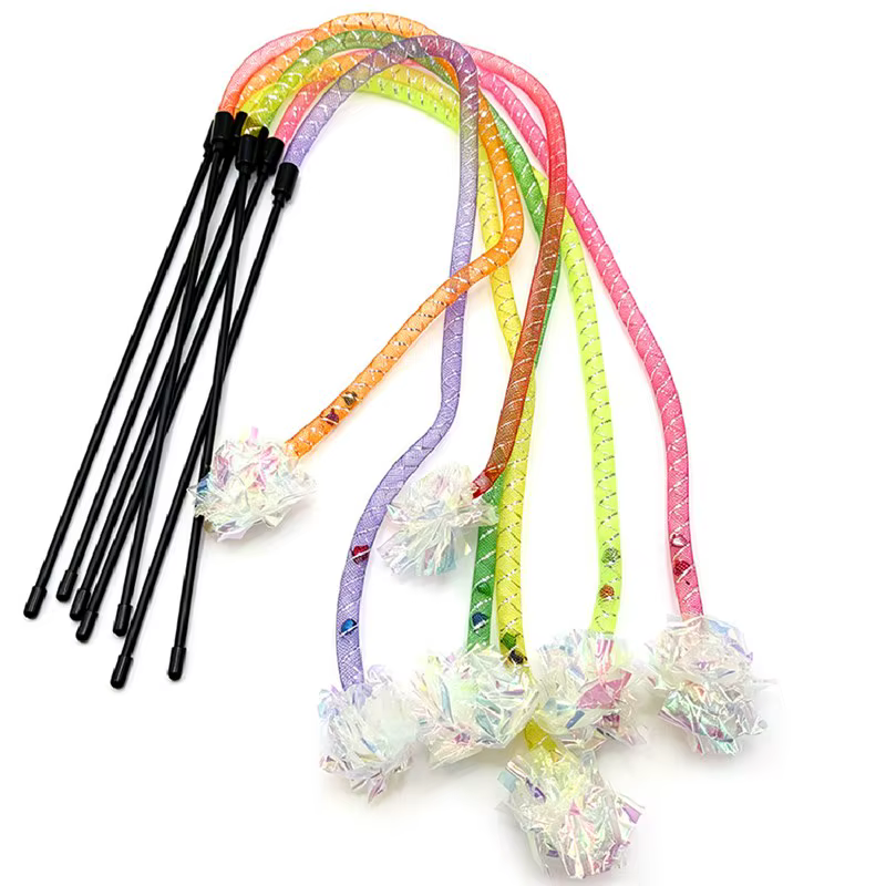 Varita Interactiva para Gatos con Campana y Bola de Flores - imagen 3