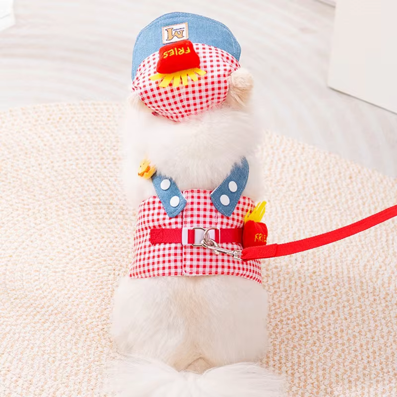 Arnés tipo chaleco, correa y gorro para perros y gatos pequeños - imagen 2