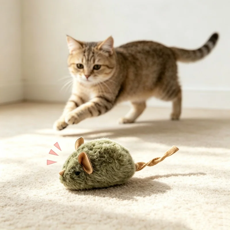 Ratón interactivo sonido pájaro para gatos – Resistente mordeduras - imagen 2